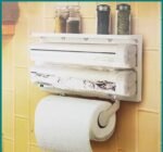 3 In 1 Kitchen Shelf Frame Plastic Film Triple Paper Dispenser Preservative Film Spice Shelf