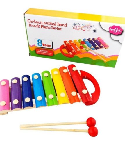 8 Tone Colorful Wooden Cartoon Animal Hand Knock Xylophone