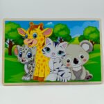 Colorful Early Learning Wooden Puzzle With Wild Animals For Kids