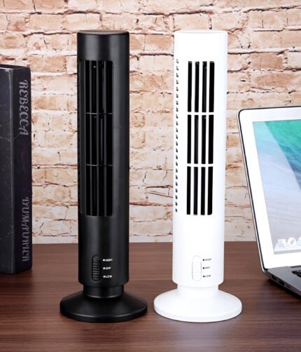 CoolWave USB Vertical Bladeless Tower Fan – Mini Air Conditioner, Quiet Cooling Fan for Home, Office, and Desktop