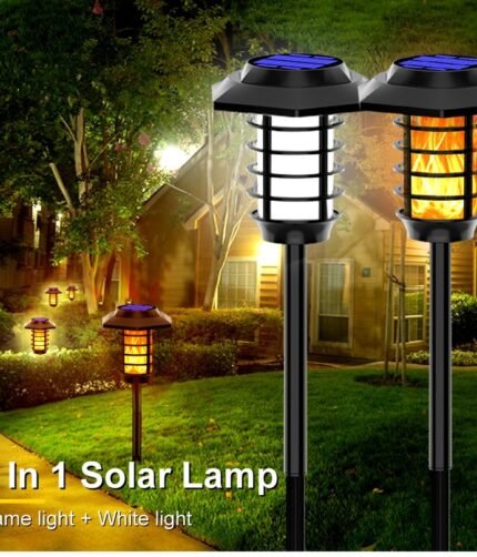 2 in 1 Solar Flame Lamp | Outdoor Led Waterproof Decoration Garden Lawn Light