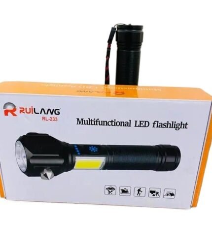 RL-233 Multi-functional High Power Telescopic Rechargeable Torch with Red & White LED Flashlight | Power Bank for Policing, Hiking, Camping | Random Color