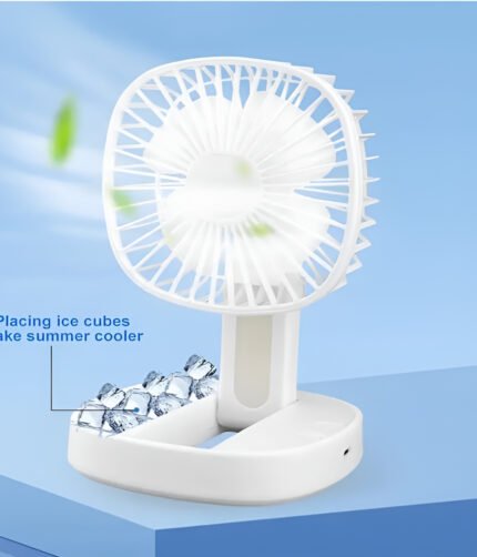 Mini USB Rechargeable Fan Desktop Foldable with Led Light | 3 Speed Adjustable For Household Bedroom For Office Home Cooling (Random colors)