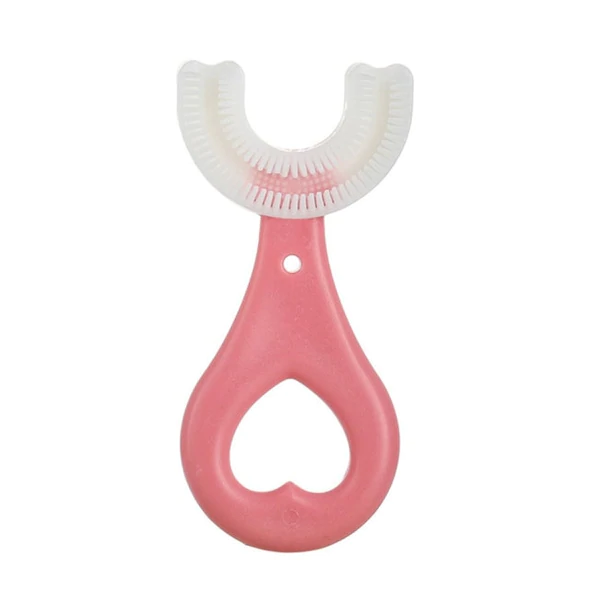 (Without Box)1 PC - 360 Degree U-Shaped Baby Toothbrush Children Child Toothbrush Teethers Baby Brush Silicone Kids Teeth Oral Care Cleaning (random color)