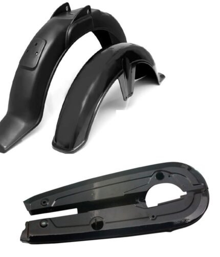 3 Pc Motorcycle Plastic Mudguards Plus Chain Cover Set Best Quality - 70cc Bike - Rust proof