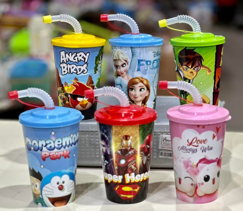 Kids Sipper with Straw durable and BPA-free plastic,  (random color and deign ) for boys and girls