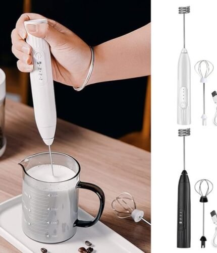 2 in 1 Electric Milk Frother Whisk Egg Beater USB Rechargeable Coffee Blender Household Milk Shaker Mixer Foamer Food Blender (random color)