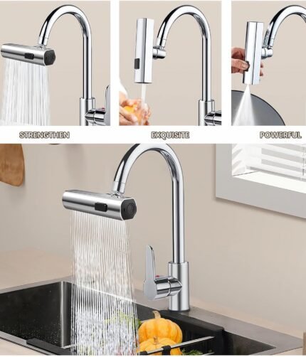 Multifunctional Kitchen Sink Waterfall Faucet he faucet shower 3 water flow effect modes, Bathroom Basin Tap