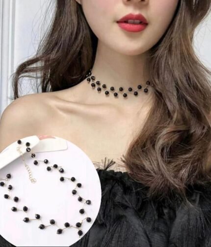 Zig Zag Black Choker With Earrings