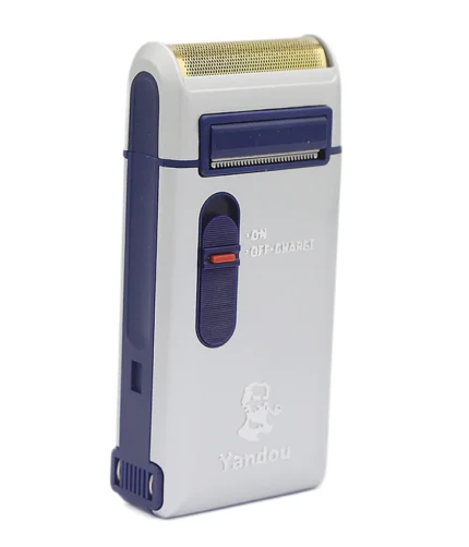 MEN CLEAN SHAVER MACHINE ELECTRIC SHAVER FOR MEN SILVER BLUE MEN CLEAN SHAVER MACHINE YANDOU FOIL SHAVER RECHARGABLE POCKET SIZE