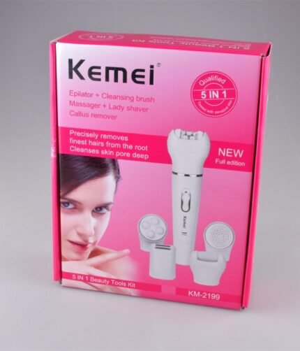 KEMEI KM-2199 Electric Ladies Hair Removal Trimmer 5 in 1 Epilator With Callus Remover ( Random Color )