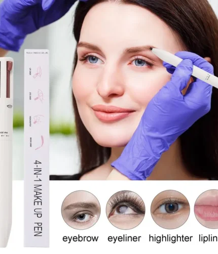 4 in 1 Waterproof Makeup Pen Eyebrow Pencil Long Lasting Easy Lip Color Liner Highlight Lying Silkworm Eyeliner Pen Makeup Tools (Random Color)