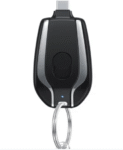 Keychain power bank | Keychain Portable Charger, Mini Power Emergency Pod Key Ring Cell Phone Charger, Ultra-Compact External Fast Charging Power Bank 1500 Mah (Black)