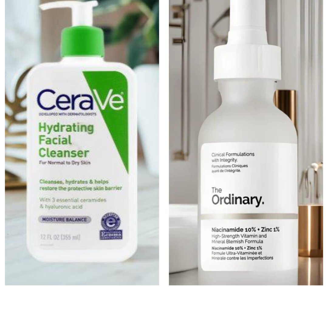 Pack of 2 CeraVe Hydrating Cleanser 236 ml + Niacinamide Serum 30ml Deal | Perfect Deal CeraVe Hydrating Cleanser & Niacinamide Serum