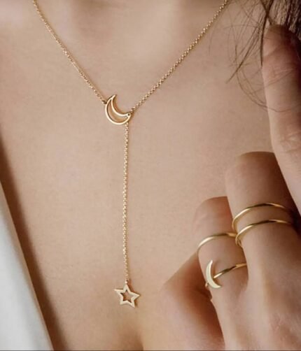Simple and Elegant Moon Star Pendant Necklace Women Clavicle Chain Minimalist Design Necklace