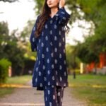 2 Pcs Women’s Stitched Star print  linen  casual wear for girls