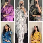 2 Pcs Women’s Stitched Petal print  Linen  casual wear for Women