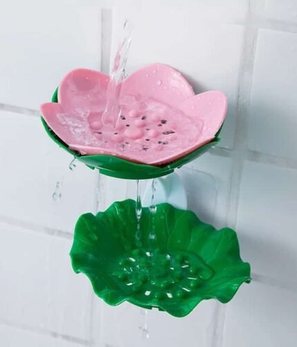 Double Wall Hanging Drain Soap Box Multifunctional Lotus Flower Shaped Soap Holder Bathroom Rack Household Non-slip Storage Hook (Random colors)