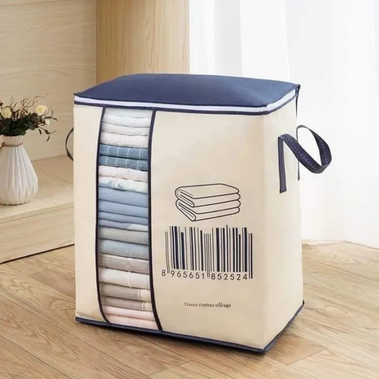 Large Non-woven Portable Clothes Storage Bag Clothing Organizer - 120 gsm (Random color)