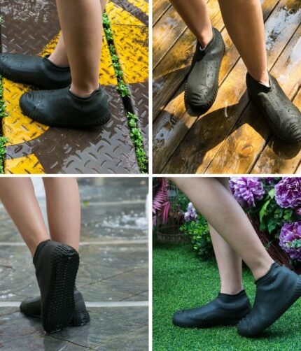 Rain Boot Thicken Waterproof Silicone Gel Shoe Cover Rain (Color random)