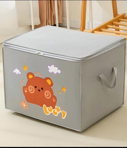 Lucky Teddy Bear Storage Bag - Clothes & Toy Organizer | Cartoon Animal Storage Box (Random Design & color)