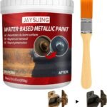 (300g) - Water-based Metallic Paint with brush Anti Rust Protection Coating for removing rust from metal - with Brush