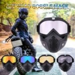 Motorcycle Goggles with Removable Full Face Mask Riding Glasses Dirt Bike ATV Motocross Detachable Eyewear (Random glass Shade)