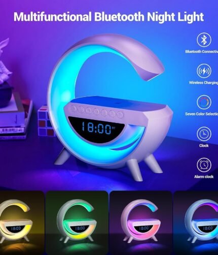 G shaped Lamp - Bluetooth Speaker- Wireless Charger & Digital Clock(Bt-3401)