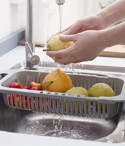 Kitchen Plastic Dish Drainer and Drying Rack Sink Basket for Washing Bowls Utensils Vegetables Fruits Storage Organizer (Random color)