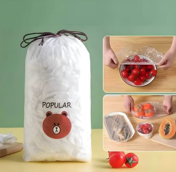 100pcs Disposable Plastic Wrap Covers, Elastic & Tight, Food-Grade Fresh-Keeping, Dust & Insect-Proof, Kitchen Accessories - Disposable Food Wrap