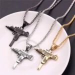Men's Chain Necklace High Quality Stainless steel Uzi toy gun Pendant