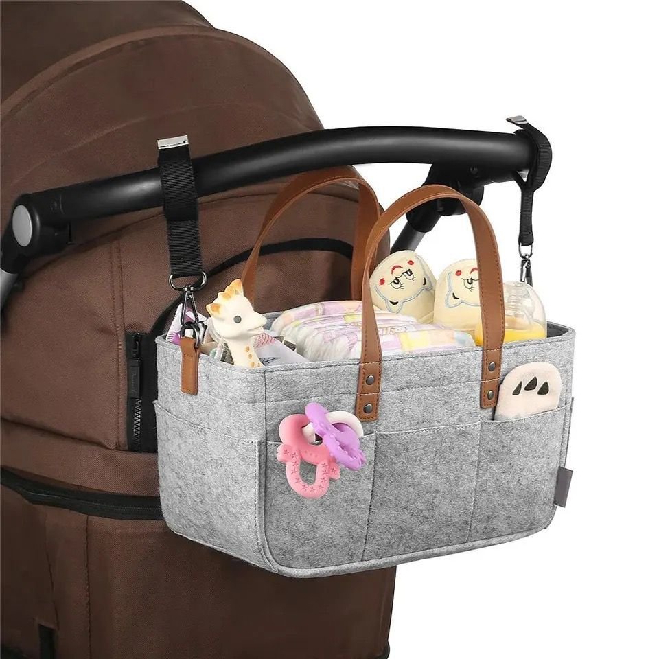 Foldable Baby Diaper Caddy Organizer - Portable Storage Basket - Essential Bag for Nursery, Changing Table and Car - Liner Is Great for Storing Diapers, Bottles (random color)