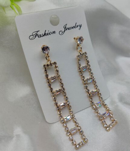 Imported Elegant Geometric Rhinestone Drop Earrings | Best Quality Earrings For Girls & Women