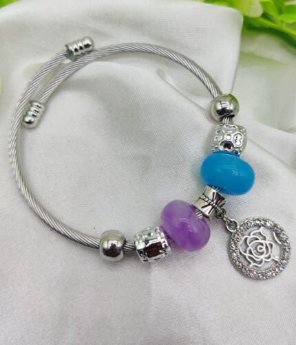 1 Piece Imported Elegant Rose-Embellished Pandora Bracelet for Women