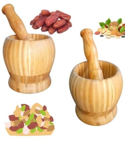 01 Set Wooden Pestle and Mortar For Crushing | Woden chattu watta for Grinding Nuts Dates and other Ingredients 