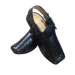 Peshawari Bitter Gourd Style Kherri Black PURE LEATHER Peshawari Chappal For Men (without box)