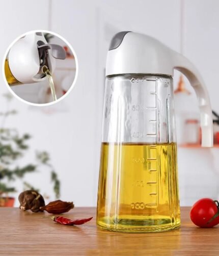 Glass Oil Bottle & Dispenser Jug Dual-purpose Oil Dispenser For Pouring And Spraying, High-pressure sprayer for even oil distribution 450ml (random color)
