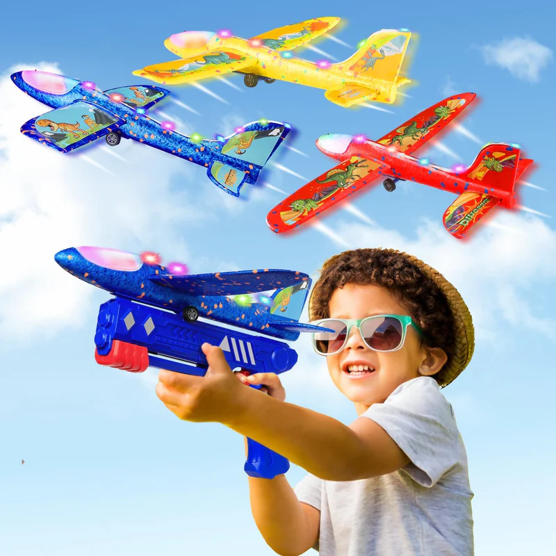 Airplane Launcher Gun Toy For Kids  Aircraft Shooting Gun Toy Cool Outside Flying Toys(random color )