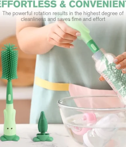 3-in-1 Silicone Baby Bottle Cleaning Brush Set – Pacifier, Straw, and Bottle Scrubber