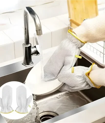 Multipurpose Wire Dishwashing Gloves | Dishwashing Rags for Wet and Dry, Steel Wire Miracle Cleaning Cloth with Glove Shape, Non-Scratch Wire Dish Cloths for Washing Dishes, Kitchen | Anti-heat aluminium gloves