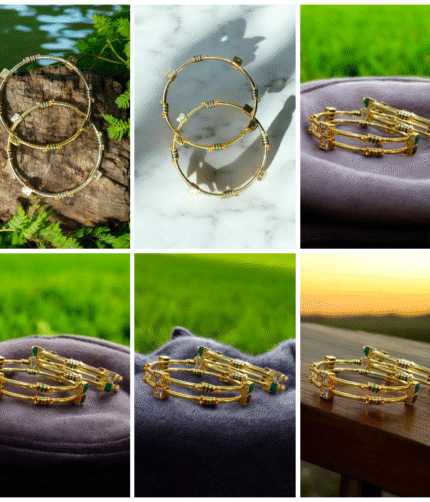 Indian Gold Plated AD Zircon MinaKari Banlges For Womens