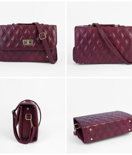 Women's PU Leather Embroidered Shoulder Bag (Maroon)