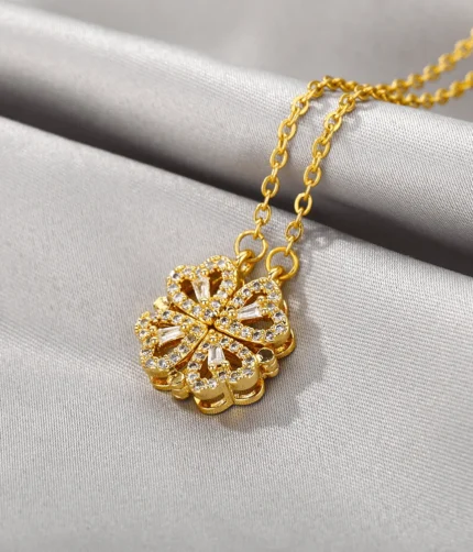 golden 4 in 1 Magnetic Heart Lover Necklace
