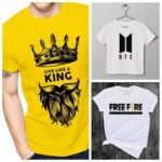 Pack Of 3 Men's Round Neck 180gsm High Quality Knitted Single Jersey Printed Cotton T-Shirts