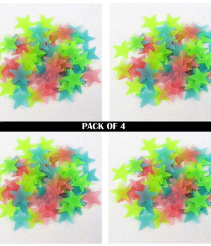 Pack Of 4 x 100 Pcs Glow In The Dark Stars Wall Stickers