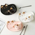 Ceramic Coffee Cup Sets Cartoon Cat Pattern Tea Cup Dessert Plate And Saucer Set