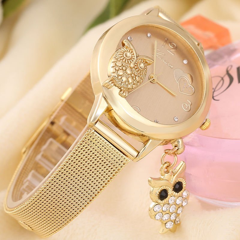 GINAVE-Brand-Fashion-Owl-Pendant-Quartz--Women-Wrist-Watches-Stainless-Steel-Mes-descriptionImage12