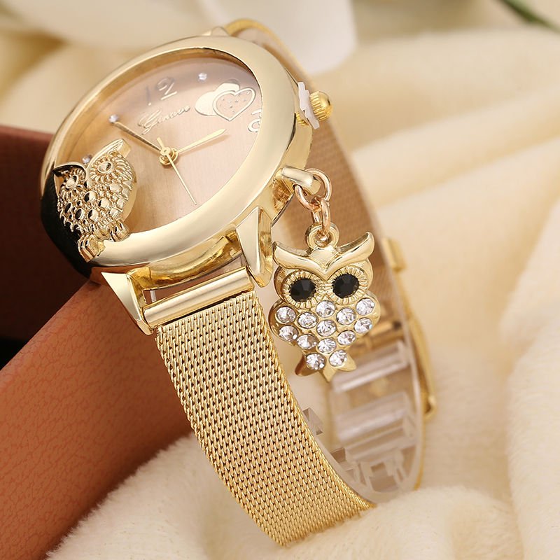 GINAVE-Brand-Fashion-Owl-Pendant-Quartz--Women-Wrist-Watches-Stainless-Steel-Mes-descriptionImage9